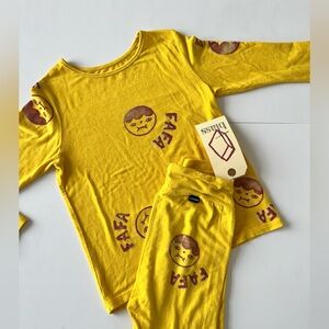 Upcycled Kids Yellow Pajama Set Made from Vintage pieces. Made in Montreal